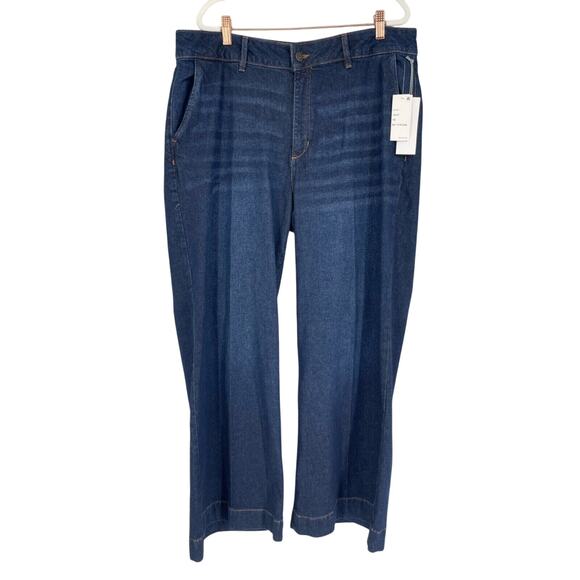 Liz Claiborne Jeans Womens 14 Dark Wash Wide Leg Whiskering 31.5" Inseam - Picture 1 of 9